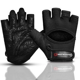 WESTWOOD FOX Gym Gloves for Men & Women–Ventilated Weight lifting,Fitness,Cycling & Training Gloves with Thick Padding,Full Palm Protection,Non-Slip Grip,Breathable Mesh,Shock Absorption (BLACK, XS)