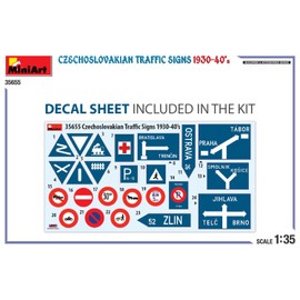 Mini Art 35655 1:35 Traffic Signs Czecheslo. 30-40 - Faithful Replica, Model Building, Plastic Kit, Model Kit, Diorama Kit, Plastic Model Making
