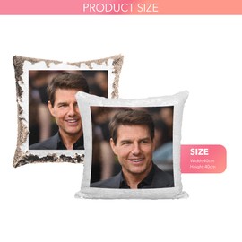 Print Maniacs Tom Cruise Celebrity Movies Birthday Christmas Reversible Face Sequin Pillow Cushion (Cover + Filling) (Rose Gold)