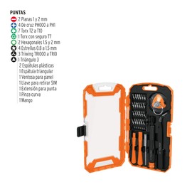 Truper JGO-TEL-32 Juego de herramientas para reparación de celulares 32 piezas, color, pack of/paquete de 1