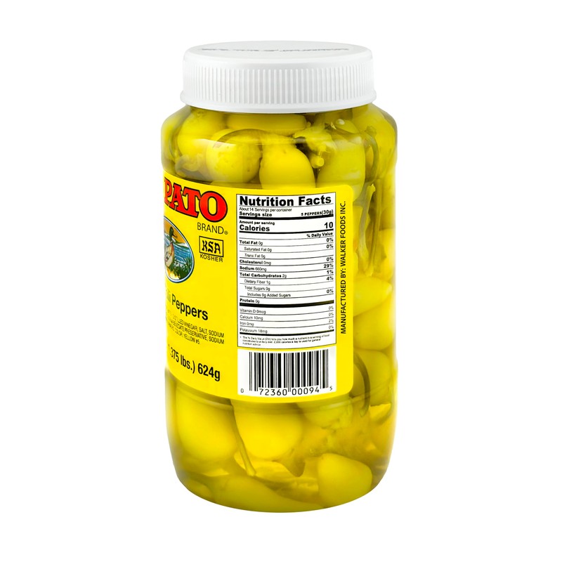 El Pato Hot Chili Peppers 22oz Pickled Yellow Chili Peppers