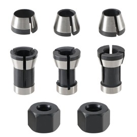 Set with 8Pcs Router Bit Collet Chuck with Screw Nuts Electric Router Clamp Adapter Router Collet Chuck Adapter 6mm 6.35mm 8mm for Engraving Machine