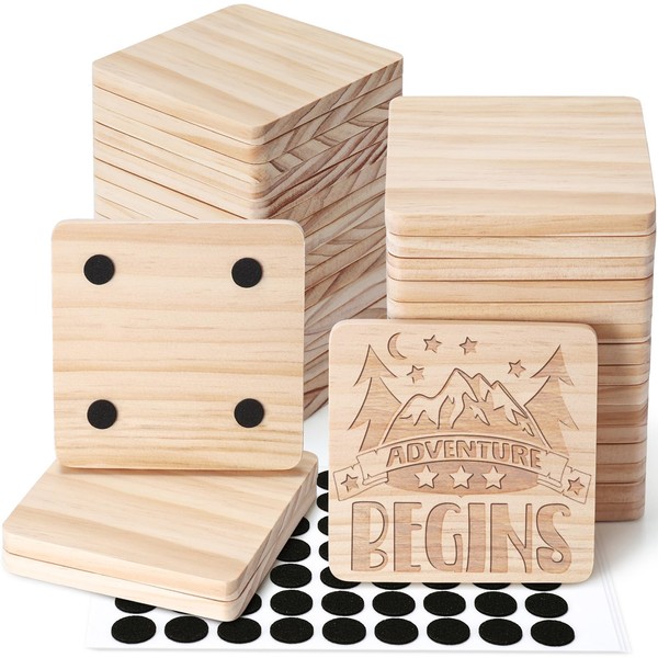 36 Pieces Unfinished Wood Coasters, GOH DODD 4 Inch Wooden