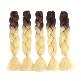 Showjarlly 5 Pieces Ombre Jumbo Braid Synthetic Hair 24 Inch 500 g Kanekalon Hair Braiding Extensions for Crochet Twist Braiding Hair