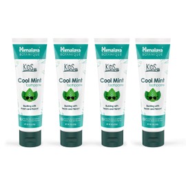 Himalaya Botanique Kids Toothpaste, Herbal, Cool Mint Flavor, Fights Plaque, Fluoride Free, Gentle, No Artificial Flavors or Colors, SLS Free, Gluten Free, Cruelty Free, Vegan, Foaming, 4 Oz, 4 Pack…