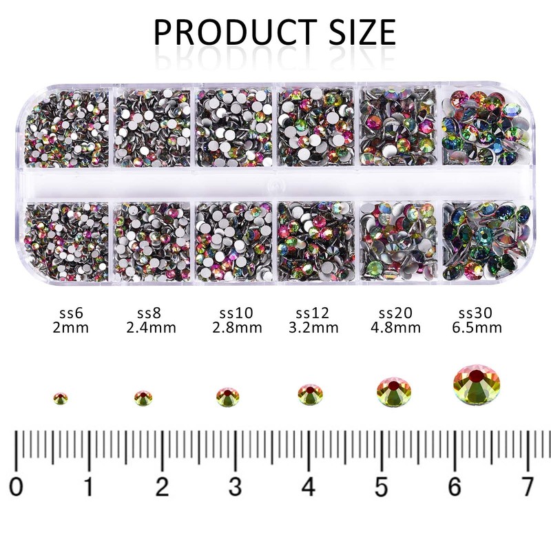 3792 Pcs Rainbow Crystal Flatback Rhinestones Set for Nail, Art,