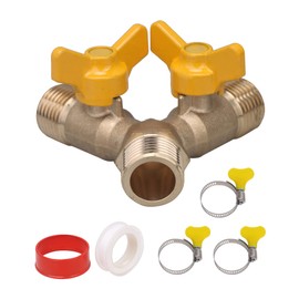 Bstinay Dual Shut-off Controls Valve Y Connector 3-Way Metal Splitter Valve Brass