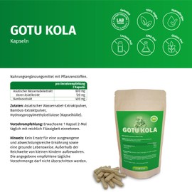Gotu Kola Extract Capsules - High Dose - 600 mg per Daily Dose of which 120 mg Asian Cosides - Combined with Bamboo Extract for Optimal Absorption - Vegan (360)