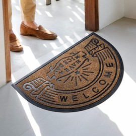 MATALL Half Round Door Mat - 35x23.5 Inches Welcome Door mat Outside Entrance, Half Circle Low-Profile Non-Slip Heavy Duty Doormat for Garage, Patio, Front Proch, High Traffic Areas