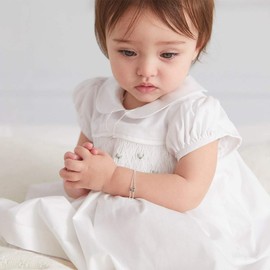 Molly Brown London Sterling Silver First Diamond Kiss Bracelet. Ideal for Birthday Gifts for Girls, Flower Girl and Bridesmaids Gifts