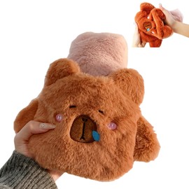 MHwan Children's Hot Water Bottle, Thickened Delicate Plush Small with Cover, 100% Explosion-proof and Leak-Proof Cute Rabbit Animal, Hand Insertable Design