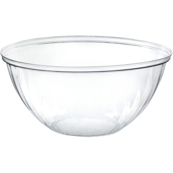 Plasticpro Disposable 96 Ounce Round Crystal Clear Plastic Serving Bowls, Party Snack or Salad Bowl, Chip Bowls, Snack Bowls, Candy Dish, Salad Container Pack of 4