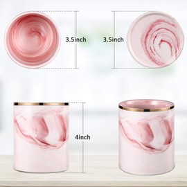 Niboow Marble Pattern Makeup Brush Holder Pen Pot, Desk Accessories Holder,Durable Desktop Organizer Pencil Holder Pot Ideal for Office Home (Pink)