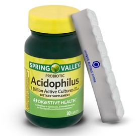 Spring Valley, Acidophilus Probiotic, 30 Count Caplets Dietary Supplement + 7 Day Pill Organizer Inlcuded (Pack of 1)