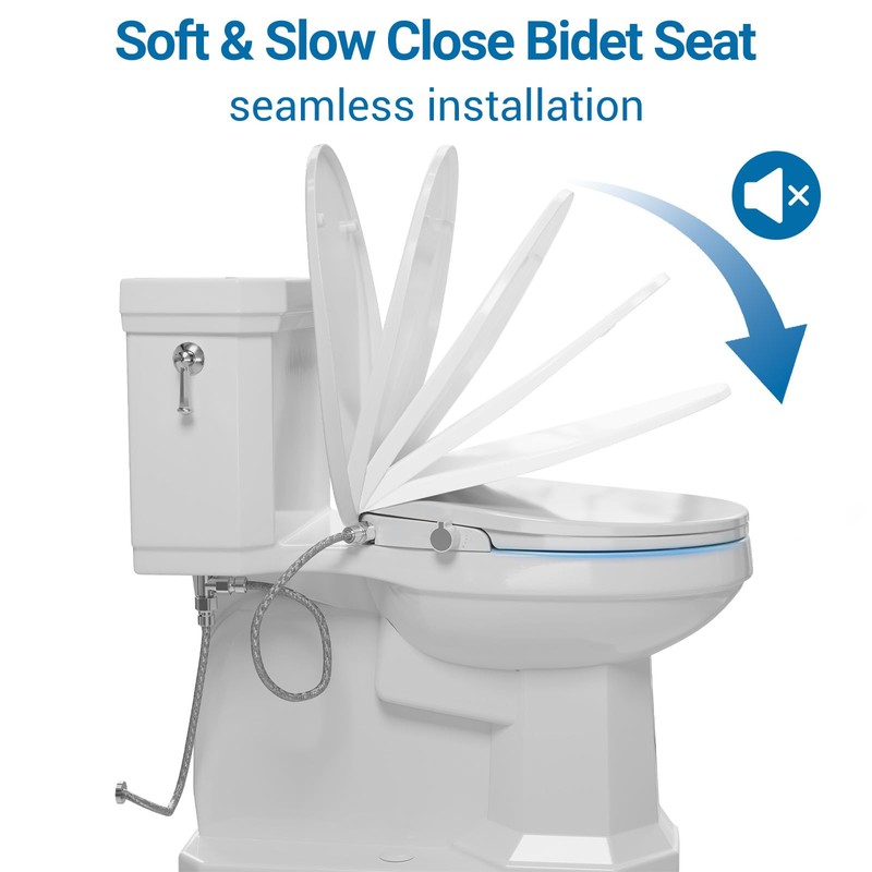 Homfan Non-Electric Round Bidet Toilet Seat with Self-Cleaning Dual Nozzles,