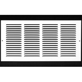 HVAC Premium 16'' x 12'' [Duct Opening] Flat Stamped Steel Return Air Grille - Sidewall and Ceiling - HVAC Vent Duct Cover - White [Outer Dimensions: 17.75''w X 13.75''h]