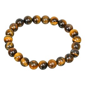HANCURIA AAA Quality Original Certified Natural Gemstone Stretch Bracelet for Unisex - 8mm Beads Bracelet with Adjustable Size, 8mm, Stone, tiger eye