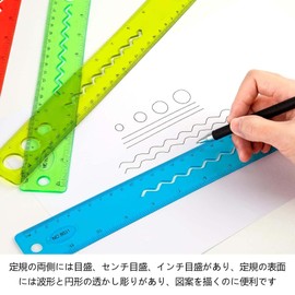 PAVIKE Cute Ruler, 11.8 inches (30 cm) Straight Ruler, 4 Colors, Ruler Set, Flexible Ruler, Dual Scale, Bendable Ruler, Drawing Template Ruler, Multi-functional, Geometric Scale, Measuring Tool,
