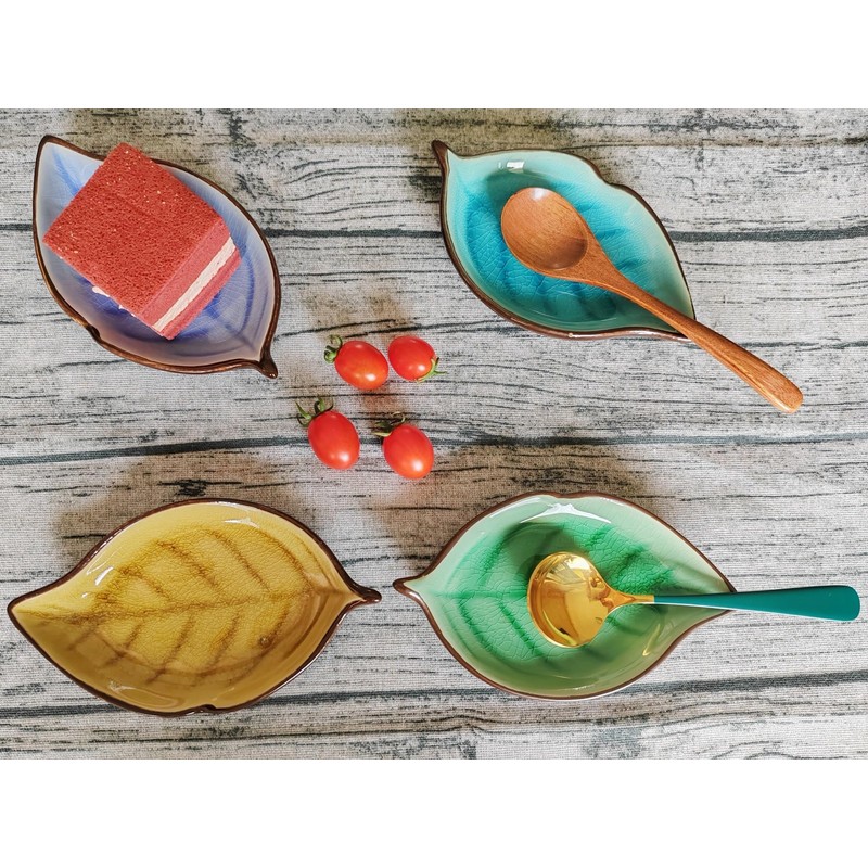 Ceramic Spoon Rest for Stove Top, Ice Cracks Leaf Cute