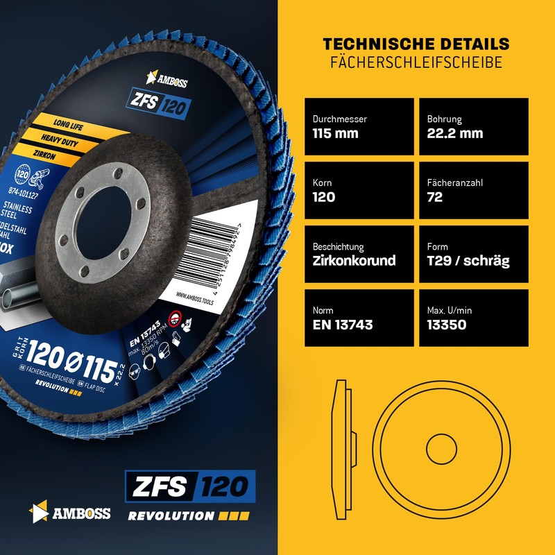 Abrasive Flap Disc Zircon Slanted K120 115 mm