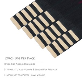 WENNALIFE Tape-In Real Hair Extensions, 20 Pieces, 30 g, 25 cm/10 Inches, Jet Black to Burgundy, Remy, Invisible Tape, Silky Straight, Skin Weft Tape Ins