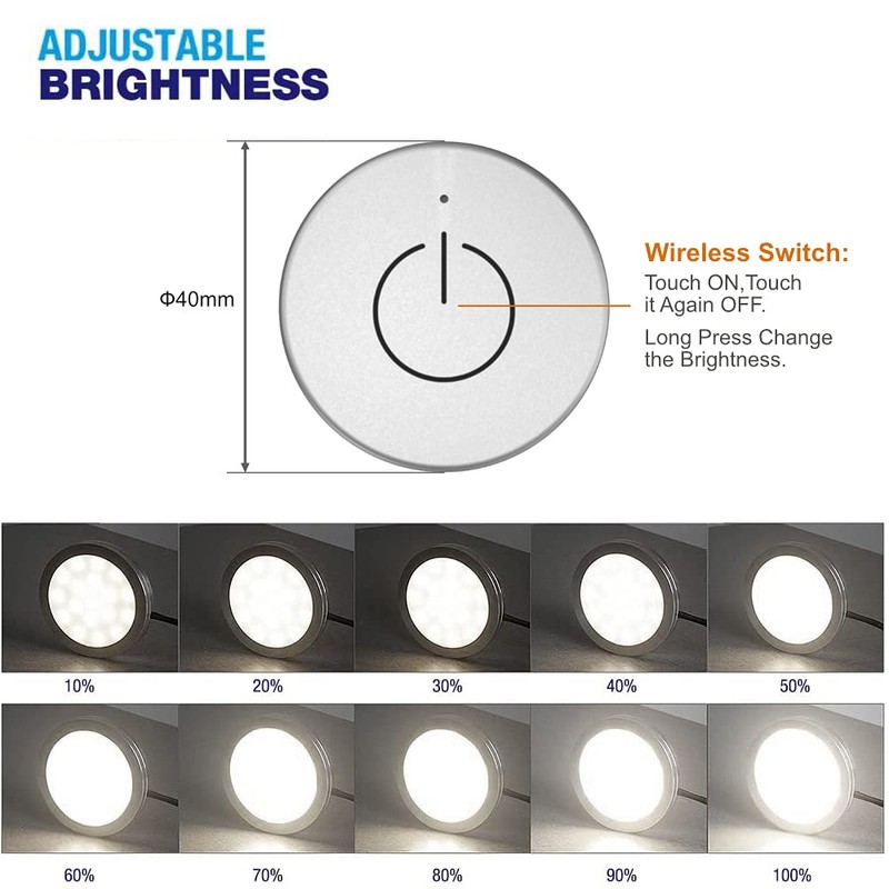 VST Under Cabinet Lighting 12V 2W/pc, Wireless Dimmer Switch, Recessed