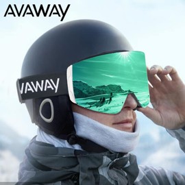 AVAWAY Ski Goggles Snowboard Glasses for Men and Women Cylinder Mirrored Magnetic Change System OTG UV Protection Anti Fog Lens