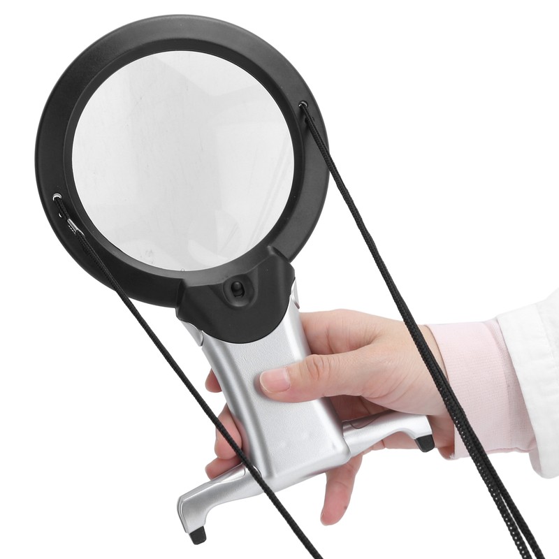 26X Dual LED Reading Magnifier Handheld Neck Wearing MultiFunction Table