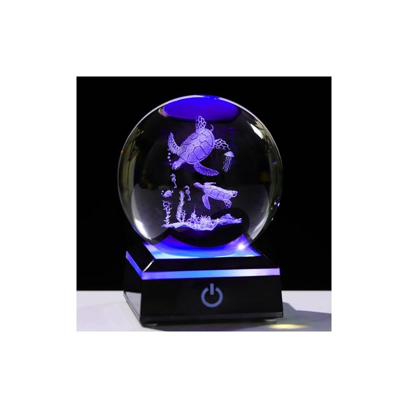 Qianwei Sea Turtle Gifts 3D Crystal Ball 3.14''