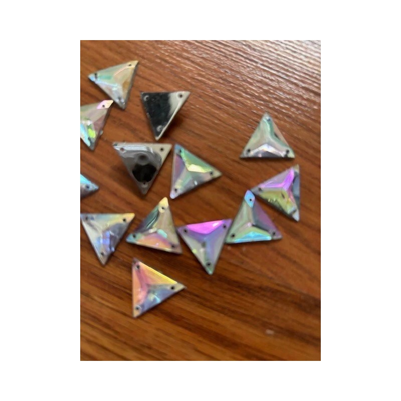 Unbranded CraftbuddyUS 100pcs 16mm Sew On AB Clear Triangle Shape
