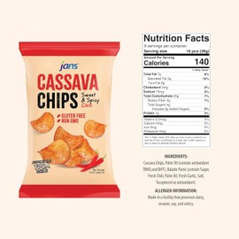Jans Cassava Chips — Sweet & Spicy Chili Flavor 8oz (Pack of 2) — Crunchy Yuca Chips