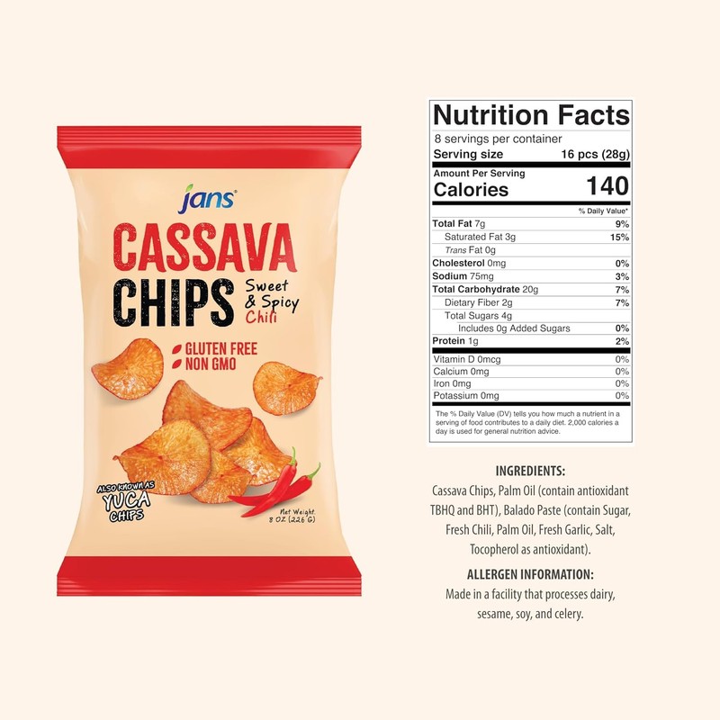 Jans Cassava Chips — Sweet & Spicy Chili Flavor 8oz