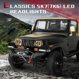 BraveWAY 5X7 LED Headlights, 7x6 Headlights, H6054 Sealed Beam Headlights for Cherokee YJ XJ Tacoma E250 350 Probe Chevy S10 Blazer Express Van