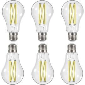 Satco S12432 - 12.5 Watt LED A19 Clear LED Bulbs - 5000K - 120 Volt (6 pack)