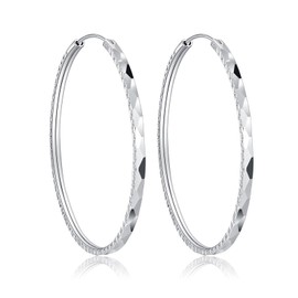 Estrellique 925 Sterling Silver Hoop Earrings for Women, Hypoallergenic Huggie Lightweight Round Circle Earring, Ear Rings Large Hoop in 50mm Diameter, Silver Ear Jewellery Presents for Mother's Day