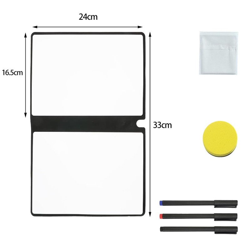 Mini Whiteboard Piccola Lavagna Bianca Pieghevole Taccuino Riutilizzabile