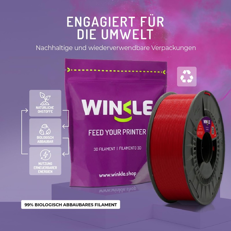 WINKLE PLA HD Filament 1.75 mm Mauve, 300 g Spool,