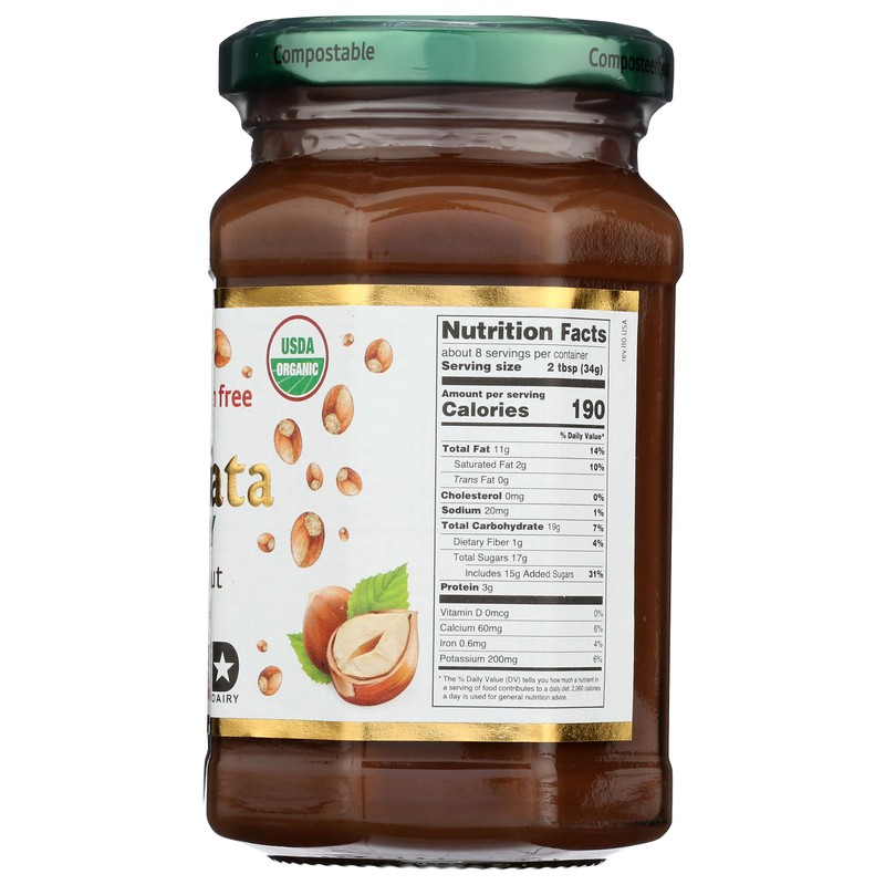 Nocciolata, Hazelnut Spread Crunchy Organic, 8.82 Ounce
