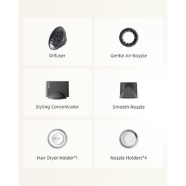 Hair Dryer - PLUZZ Ultra Blow Dryer with Diffuser, 400 Negative Ionic hairdryer, 120,000 RPM Brushless Motor for Fast Drying, Lightweight, Low Noise 1600W for Travel, Home, Salon Profession (Black)