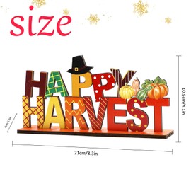 CHEERYMAGIC Wooden Thanksgiving Sign, Wooden Fall Signs Thansgiving Table Centerpieces Pumpkin Harvest Letter Decor Fall Festival Decor Harvest Party Decorations for Autumn Thanksgiving Party A4FSZMBJ