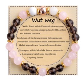 UEUC Healing Stone Bead Bracelet for Women, Natural Gemstones, Balance Protection, Spiritual Crystal Bead Bracelet for Anxiety Relief with Meaning Card, Stone