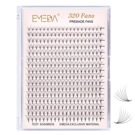 EMEDA 320 Fans Premade Lash Fans Pointy Thin Base XL Boxes Premade Fans Eyelash Extensions Stable D Curl Lash Extension Premade Fans Pre Fanned Volume Lash Extensions (8D-0.07-D-8-15mm)