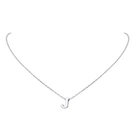 FindChic j Necklace Adjustable Small Letter Alphabet Pendant Necklace for Women Girls Stainless Steel Initial Necklace Monogram Jewellery J Chains