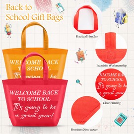 SATINIOR 48 Pcs Back to School Gifts Bags for Students Rainbow First Day of School Reusable Tote Treat Bags with Handle Non Woven Inspiration Goodies Teacher Appreciation Party Favors Classroom Prize