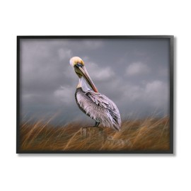 Stupell Industries Wildlife Pelican Bird Cloudy Sky Framed Giclee Art, Design by Kelley Parker