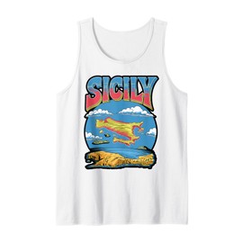 Vintage Sicily Text Over Flag Art Tank Top