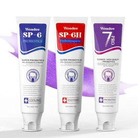 SP-6 Toothpaste Set, 6 Probiotics for Whitening & Cooling Fresh Breath, 7- Pro Intense Whitening, Fluoride-Free, Deep Brigthtening & Freshness (2 Tubes, Red +Purple)