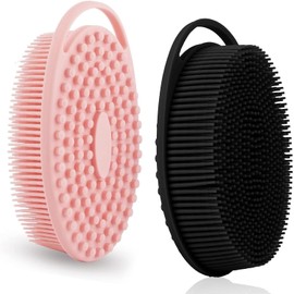 Janety Cepillo de Baño de Silicona 2 Piezas con Diseño de Doble Cara, Herramienta para Limpieza y Masaje Corporal, Uso en Ducha o Rutina de Cuidado Personal
