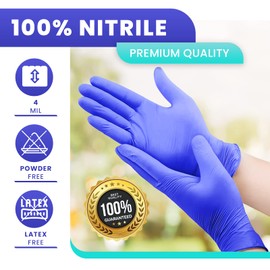 OWELL Medical Exam Nitrile Gloves | X-LARGE | 4mil Disposable Gloves, Powder-Free, Latex-Free Food Safe Certified Gloves (100ct)