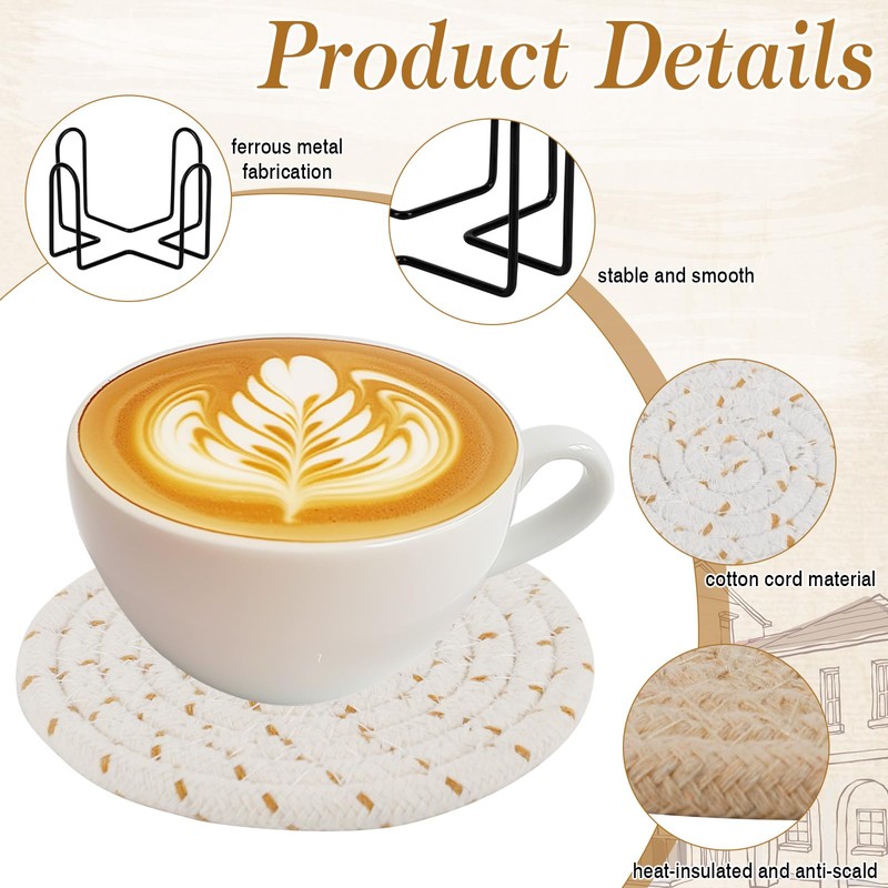 Kulannder Cup Coasters 9 Piece, Handmade Round Coasters with Coaster
